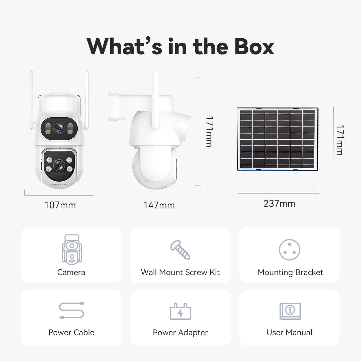 GW-B20 Cámara de seguridad solar de doble lente
